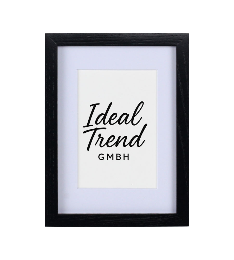 Bilderrahmen Massivholz Eiche mit Passepartout & gehärtetem Echtglas Oak wood frame Tempered glass HR-12 - Farbe: Schwarz | Format: 13x18