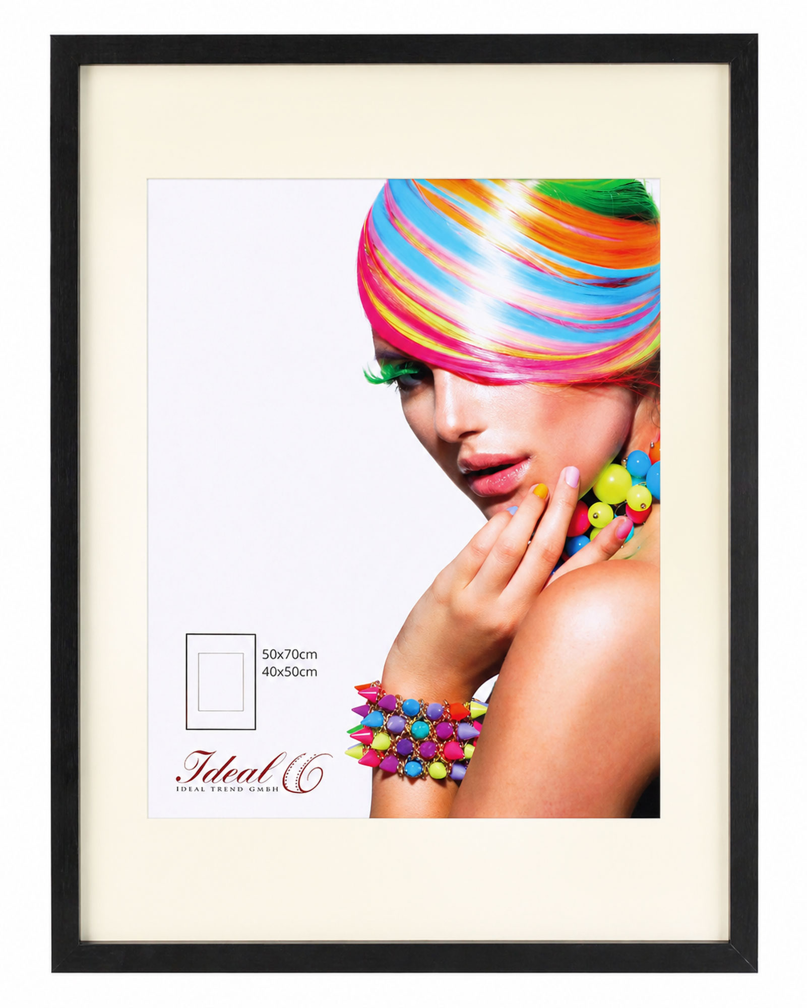 3D Objektrahmen Bilderrahmen mit Passepartout & gehärtetem Glas Holz MDF Rahmen Foto Poster - Farbe: Schwarz | Format: 50x70