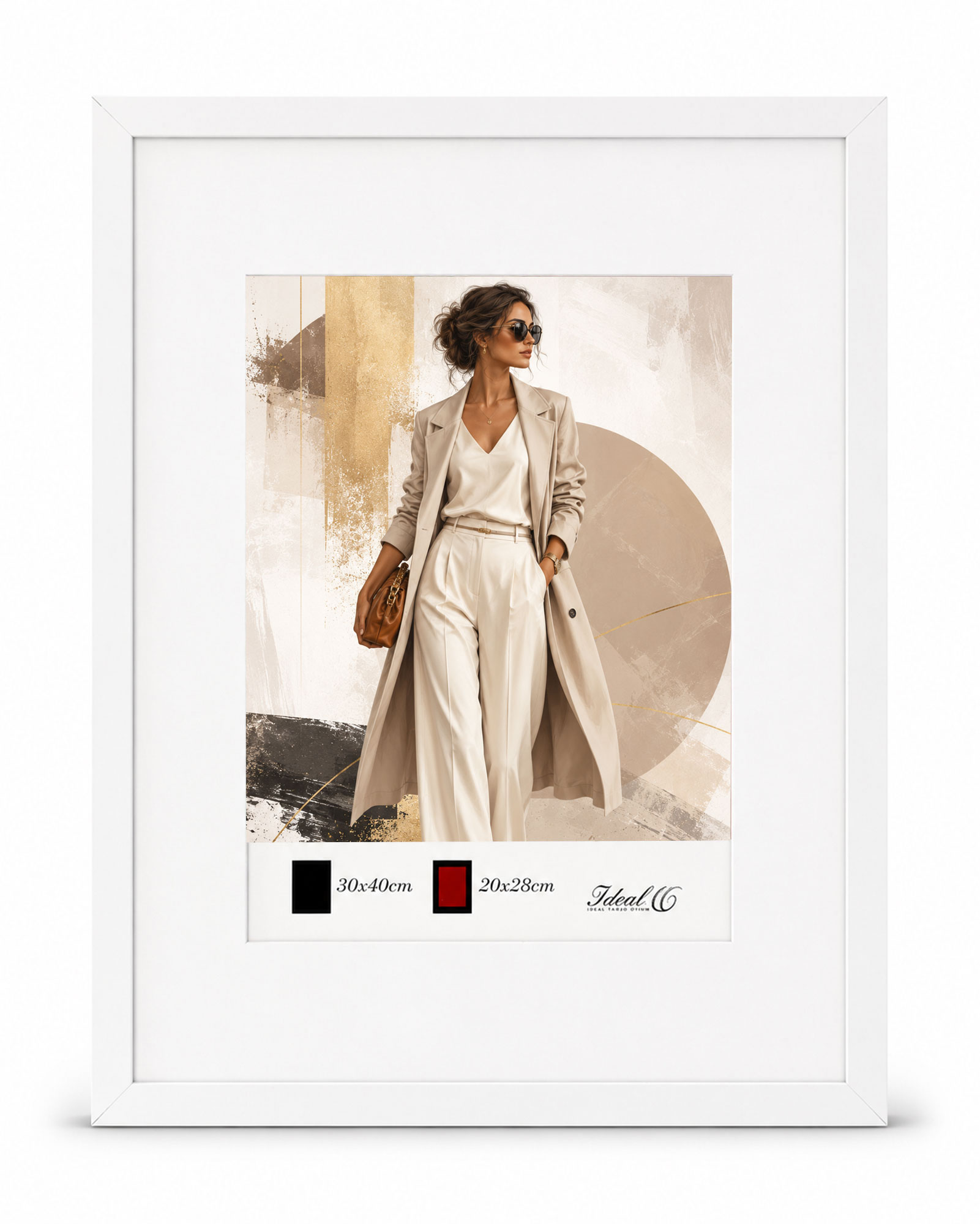 Kunststoff Bilderrahmen Modern Style mit gehärtetem Glas & Passepartout Blockprofil Collage Foto Rahmen Wanddeko für Fotowand - Farbe: Weiß | Format: 30x40 | Pack: 10
