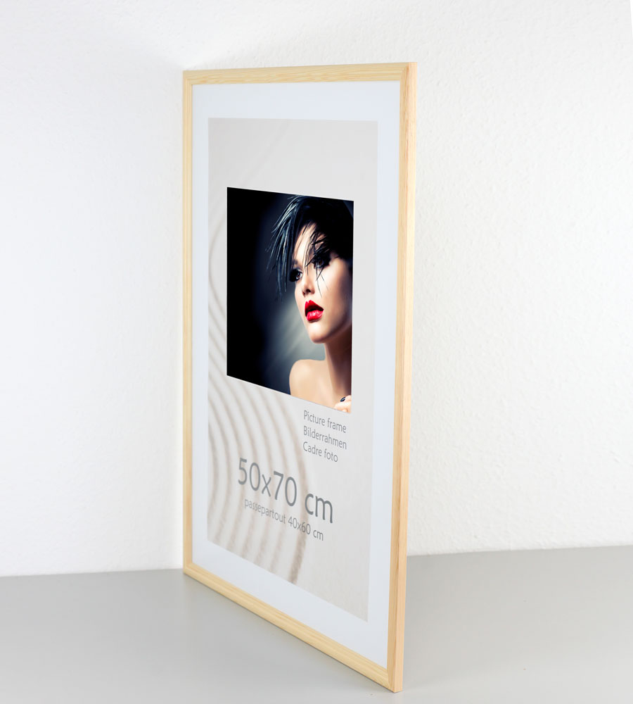 Artos Holz Bilderrahmen Acrylglas Plexi Lifestyle Foto Rahmen Collage Wanddeko Poster - Farbe: Natur | Format: 50x70