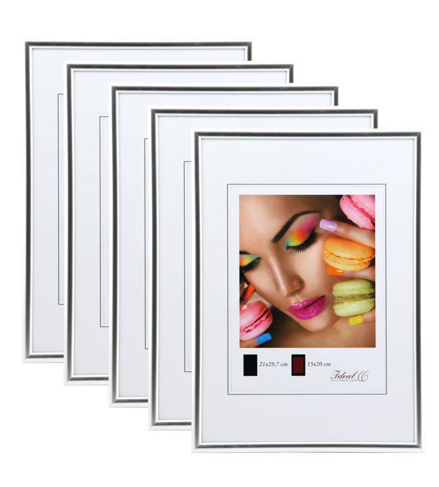 New Lifestyle Set Bilderrahmen Wanddeko Collage Poster Rahmen 2er 3er 5er Pack - Pack: 5er | Farbe: Silber | Format: 21x29,7 DIN A4