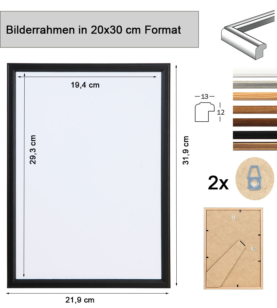 EKO Holz Bilderrahmen Foto Rahmen Holzrahmen Wanddeko Collage Poster S236 - Farbe: Weiß | Format: 20x30
