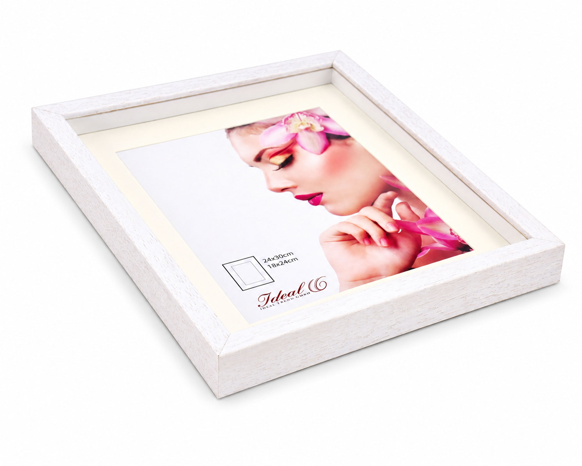 3D Objektrahmen Holz Bilderrahmen Wanddeko Collage Poster Shirt Trikot Rahmen HR - Farbe: Weiß | Format: 24x30