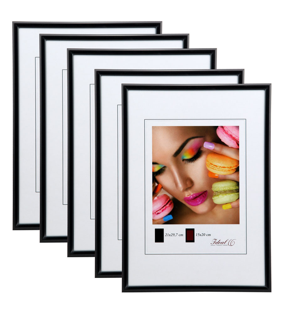 New Lifestyle Set Bilderrahmen Wanddeko Collage Poster Rahmen 2er 3er 5er Pack - Pack: 5er | Farbe: Schwarz | Format: 40x40