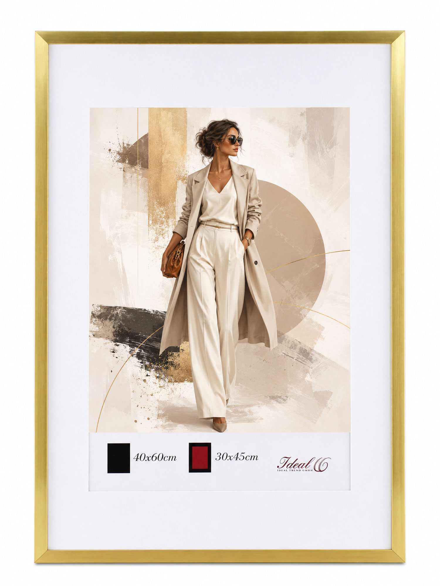 Kunststoff Bilderrahmen Modern Style mit gehärtetem Glas & Passepartout Blockprofil Collage Foto Rahmen Wanddeko für Fotowand - Farbe: Gold | Format: 40x60 | Pack: 10