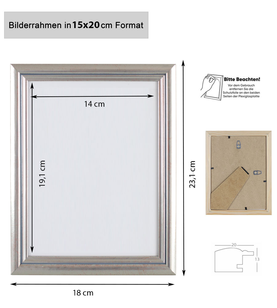 Artos Holz Bilderrahmen Acrylglas Plexi Lifestyle Foto Rahmen Collage Wanddeko Poster - Farbe: Braun | Format: 15x20