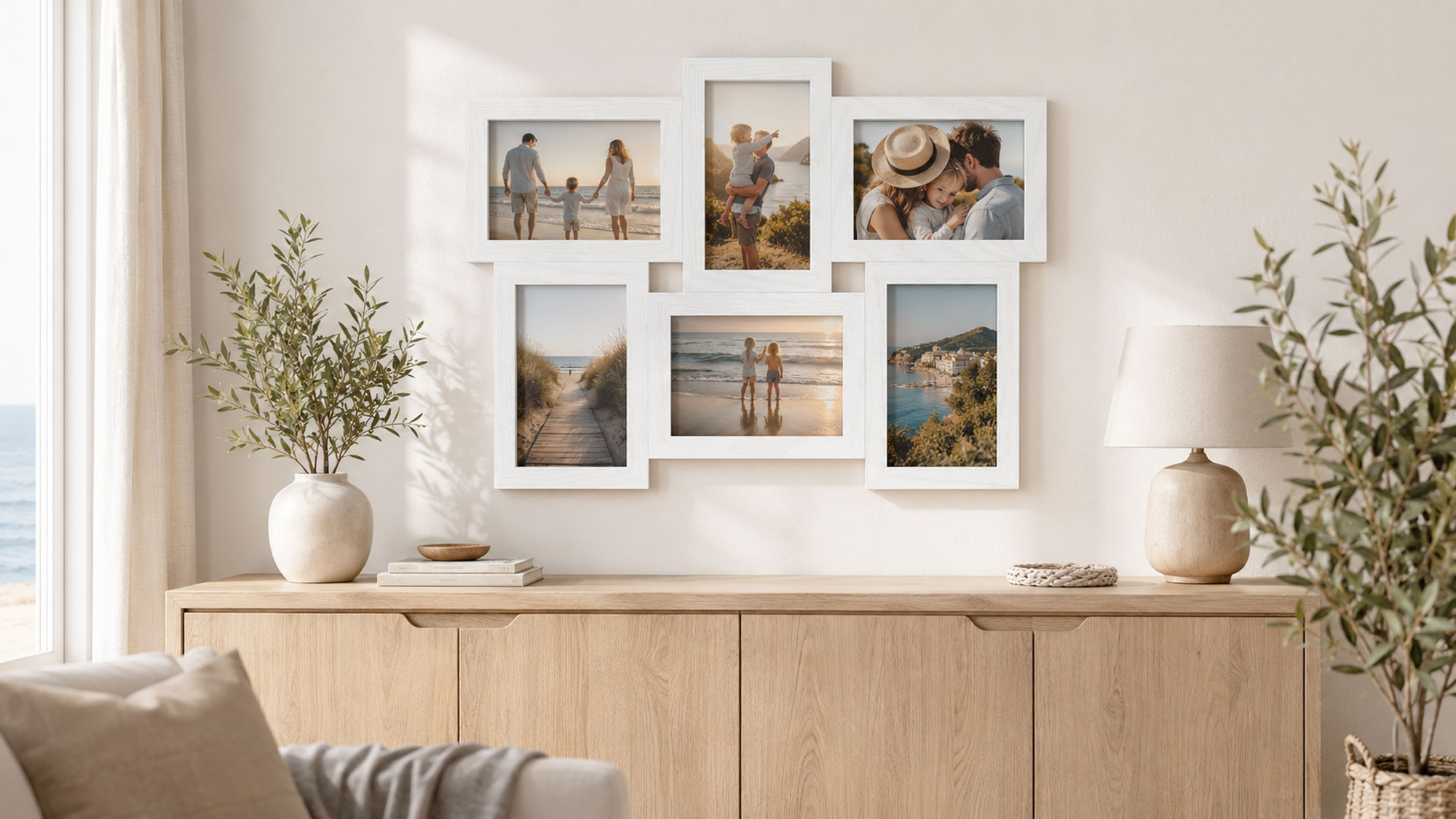 Bilderrahmen Collage für 6 Fotos Galerierahmen Wanddeko für Fotowand - Farbe: Weiß | Format: 13x18