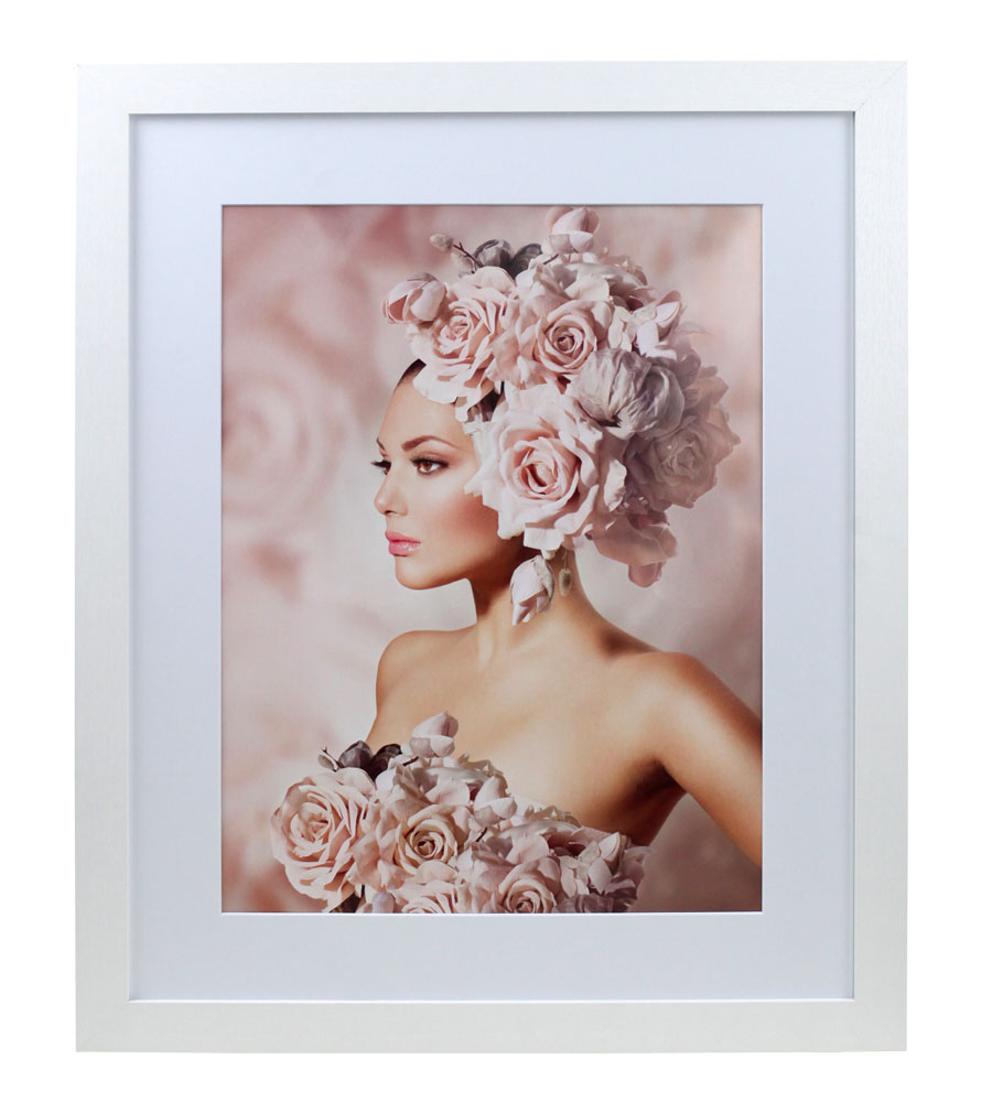 Bilderrahmen Holz Rahmen Plexi Acryl Collage Wanddeko Poster quadratisch S215 - Farbe: Weiß | Format: 40x50