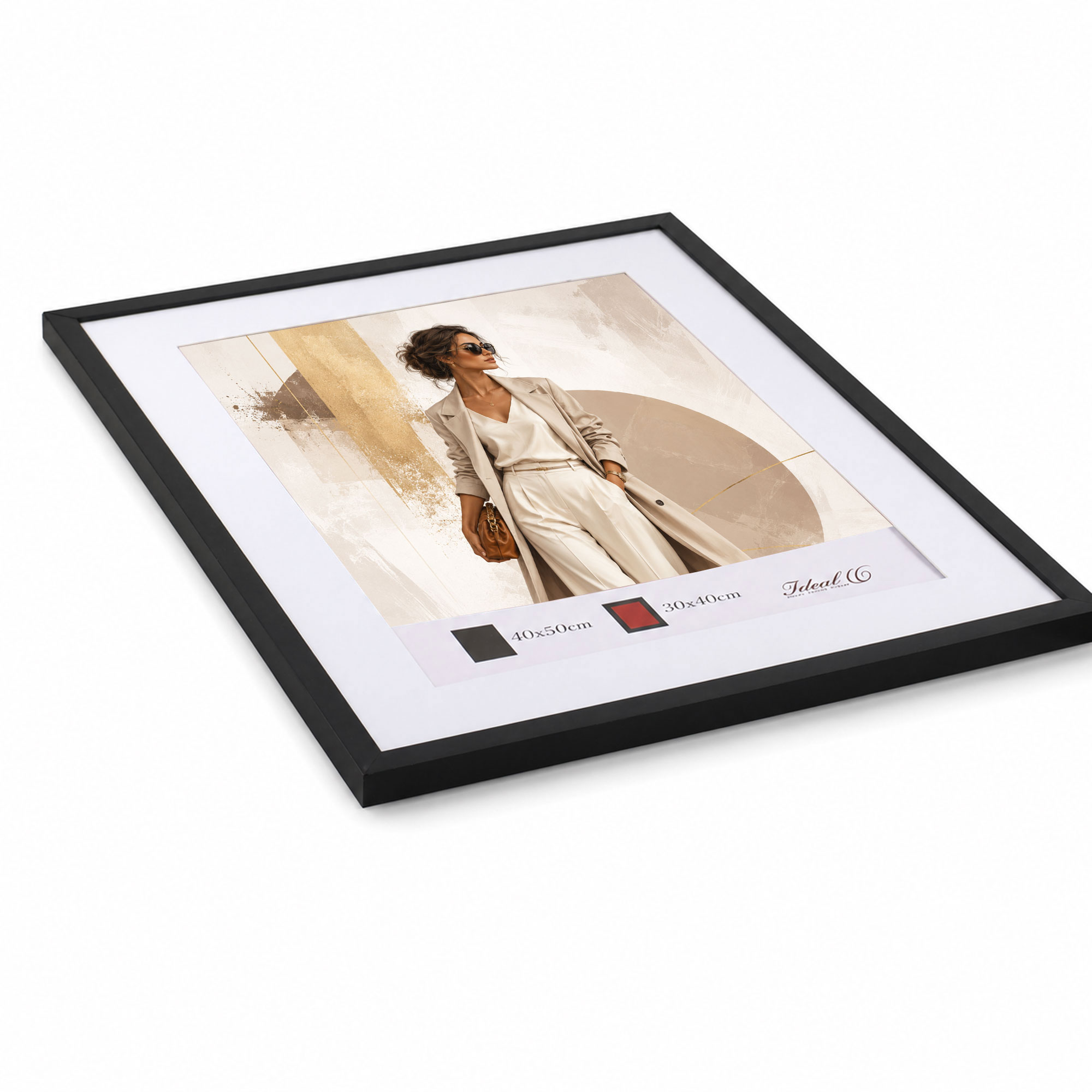 Kunststoff Bilderrahmen Modern Style mit gehärtetem Glas & Passepartout Blockprofil Collage Foto Rahmen Wanddeko für Fotowand - Farbe: Schwarz | Format: 40x50 | Pack: 3