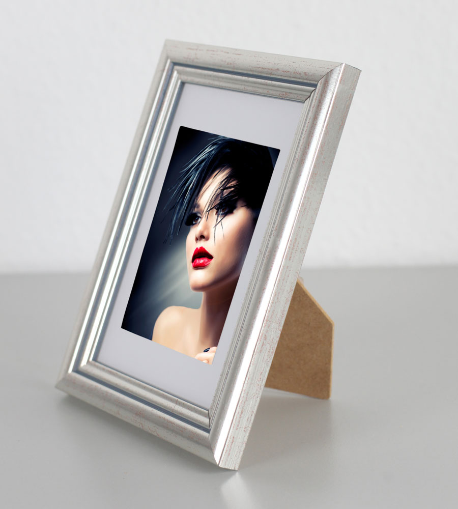 Artos Holz Bilderrahmen Acrylglas Plexi Lifestyle Foto Rahmen Collage Wanddeko Poster - Farbe: Silber | Format: 10x15