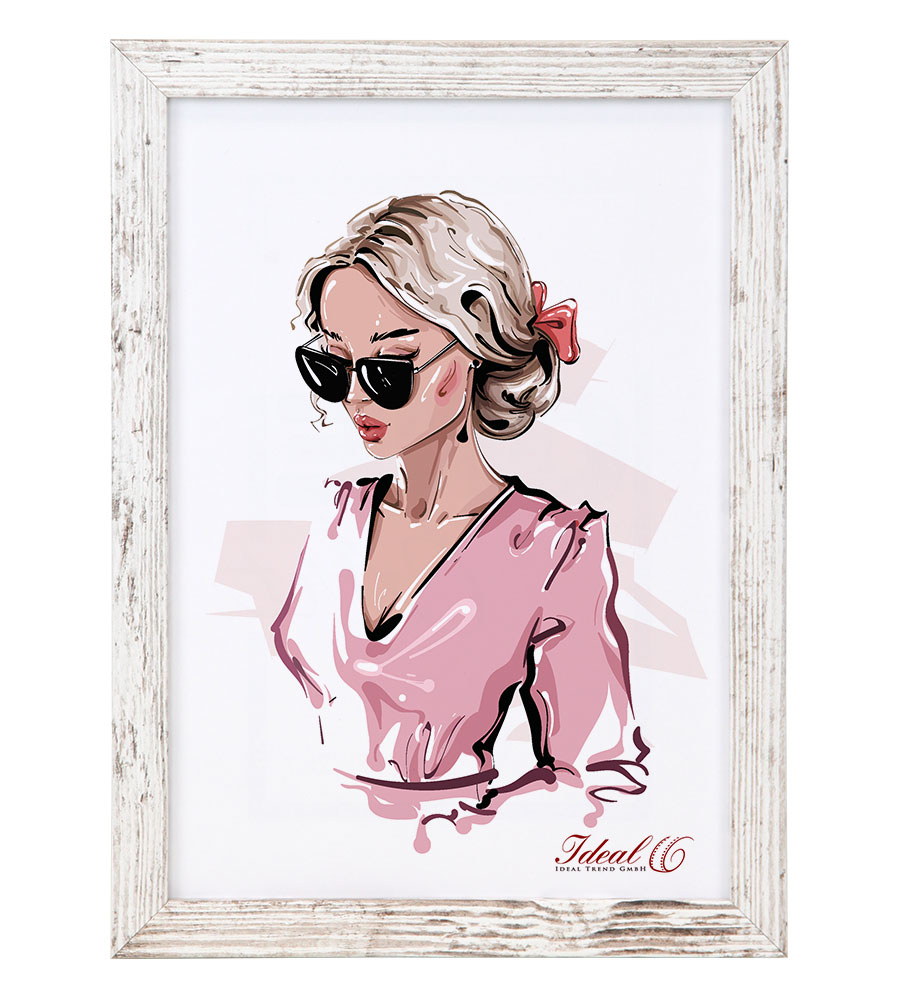 Bilderrahmen Hekla Holzrahmen Posterrahmen Picture Frame Collage Poster Foto Rahmen - Farbe: Shabby Weiß | Format: 29,7x42 A3