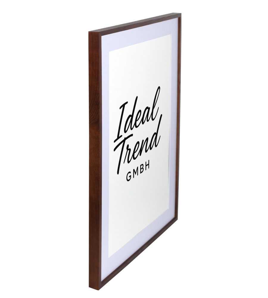 Bilderrahmen Massivholz Eiche mit Passepartout & gehärtetem Echtglas Oak wood frame Tempered glass HR-12 - Farbe: Braun | Format: 50x70