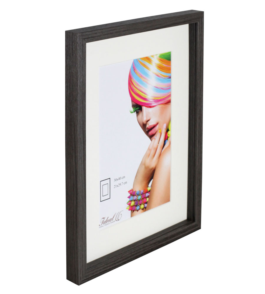 3D Objektrahmen Bilderrahmen mit Passepartout & gehärtetem Glas Holz MDF Rahmen Foto Poster - Farbe: Nuss | Format: 30x45