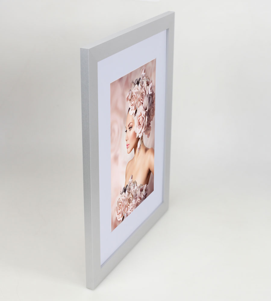 Bilderrahmen Holz Rahmen Plexi Acryl Collage Wanddeko Poster quadratisch S215 - Farbe: Silber | Format: 30x40