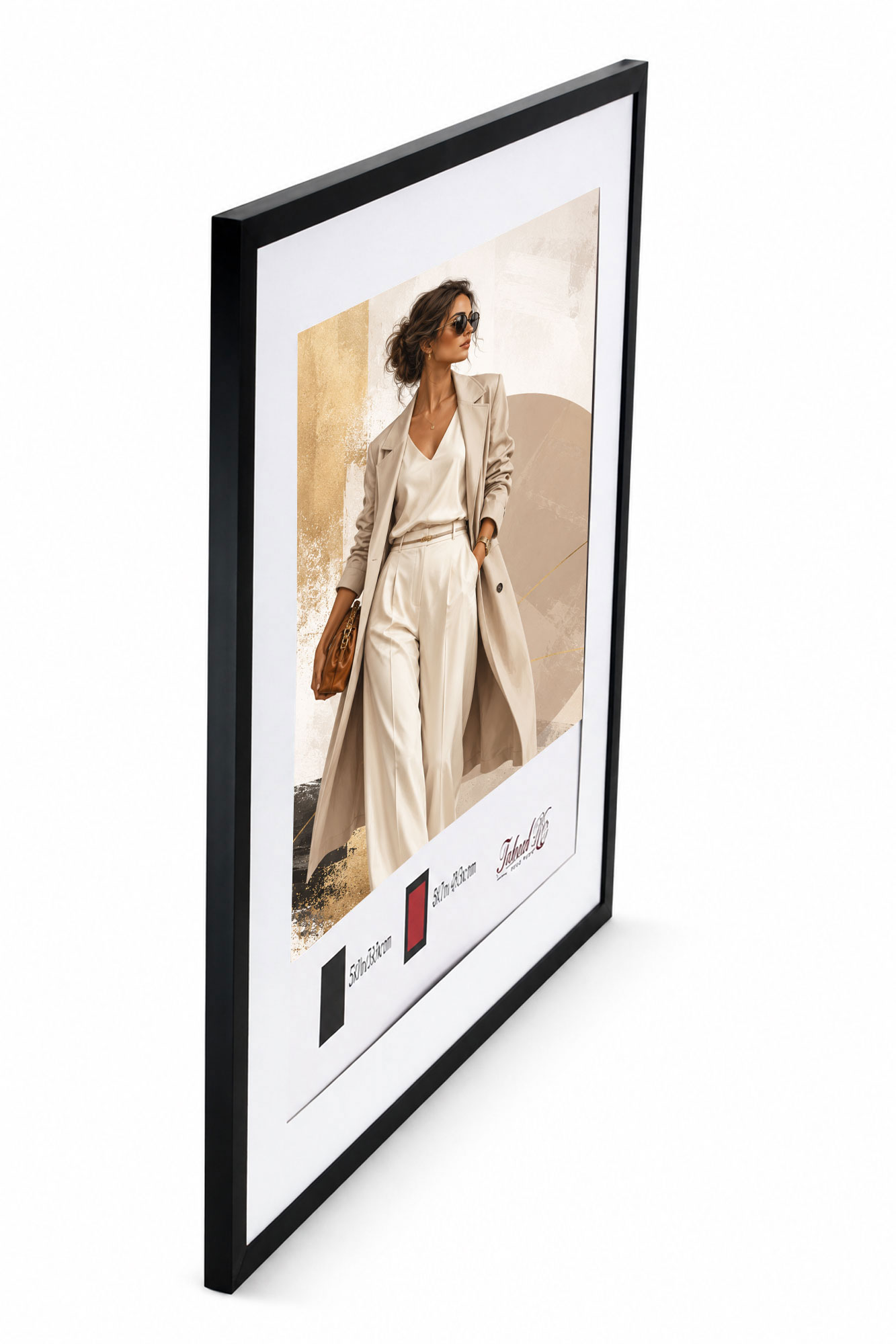 Kunststoff Bilderrahmen Modern Style mit gehärtetem Glas & Passepartout Blockprofil Collage Foto Rahmen Wanddeko für Fotowand - Farbe: Schwarz | Format: 50x50 | Pack: 5