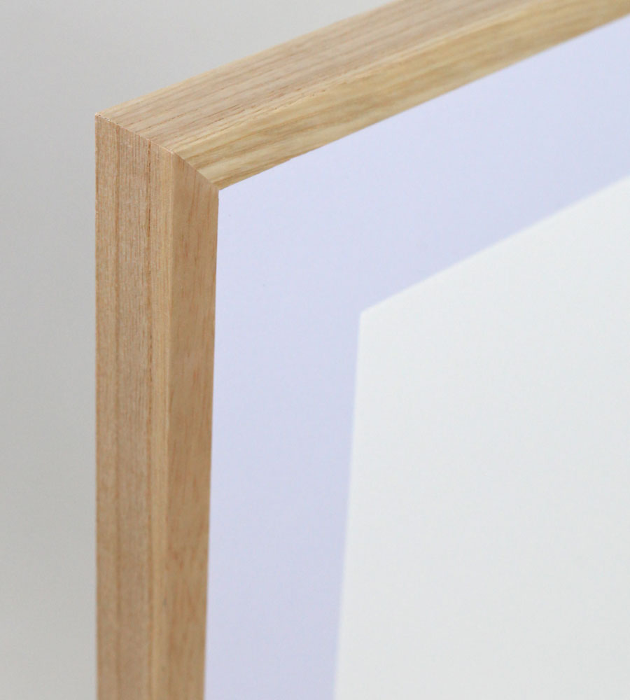 Bilderrahmen Massivholz Eiche mit Passepartout & gehärtetem Echtglas Oak wood frame Tempered glass HR-12 - Farbe: Natur | Format: 21x29,7 DIN A4