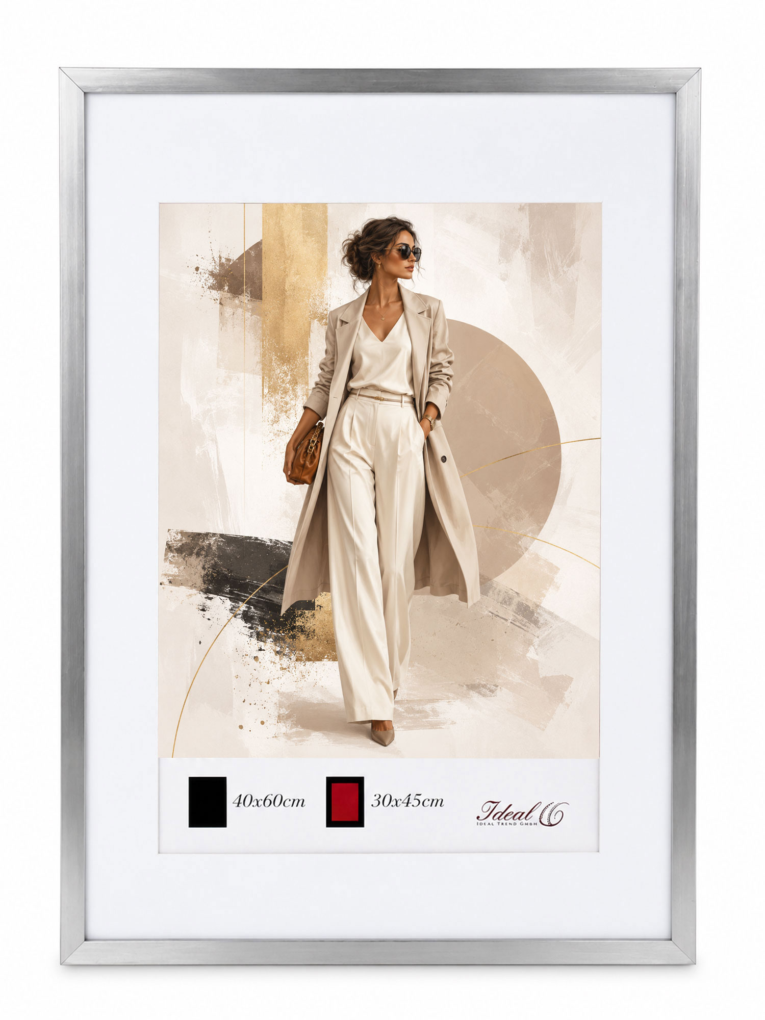 Kunststoff Bilderrahmen Modern Style mit gehärtetem Glas & Passepartout Blockprofil Collage Foto Rahmen Wanddeko für Fotowand - Farbe: Silber | Format: 40x60 | Pack: 3