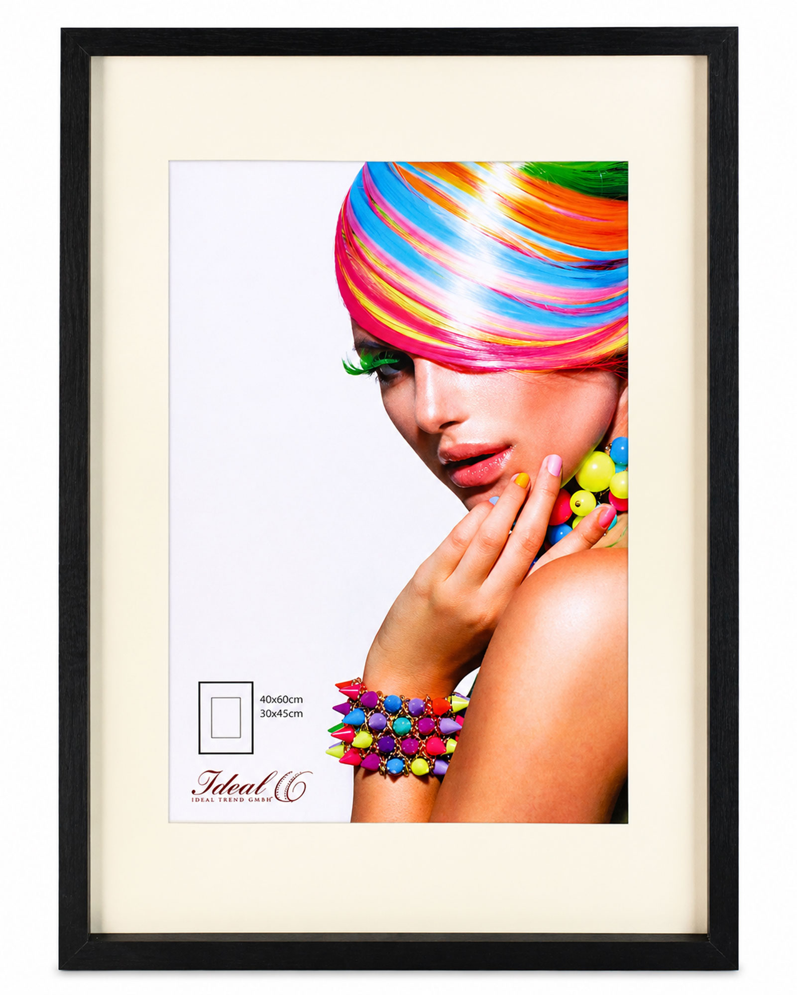 3D Objektrahmen Bilderrahmen mit Passepartout & gehärtetem Glas Holz MDF Rahmen Foto Poster - Farbe: Schwarz | Format: 40x60