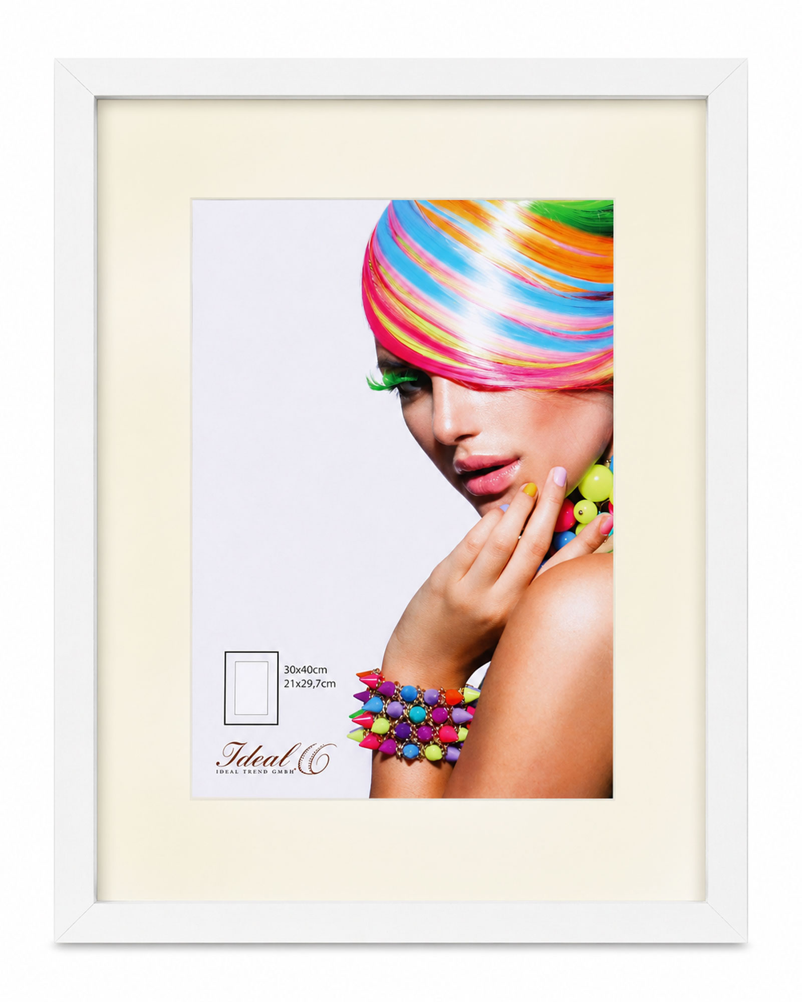 3D Objektrahmen Bilderrahmen mit Passepartout & gehärtetem Glas Holz MDF Rahmen Foto Poster - Farbe: Weiß | Format: 30x40