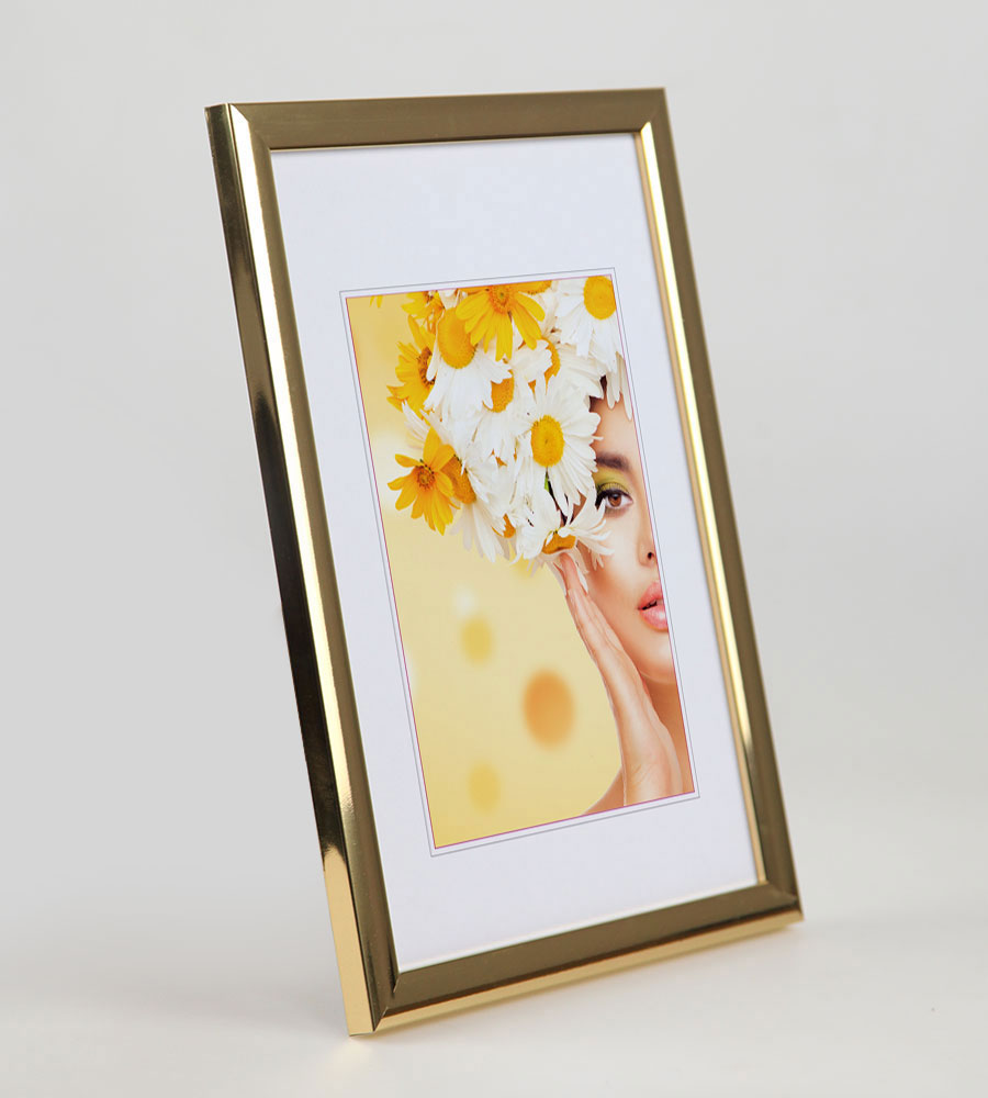 Kunststoffrahmen mit Klarglas Bilderrahmen PS-1 Frame Foto Collage Portraitrahmen Glasscheibe - Farbe: Gold | Format: 40x50