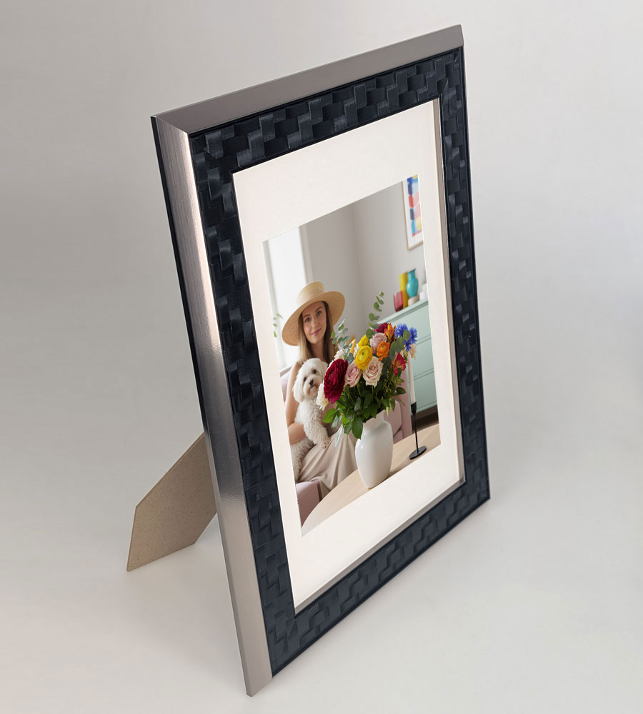 Barockrahmen Bilderrahmen Modern Glamour Flechtstruktur antiker Bilderrahmen PS-5 - Farbe: Schwarz | Format: 20x30