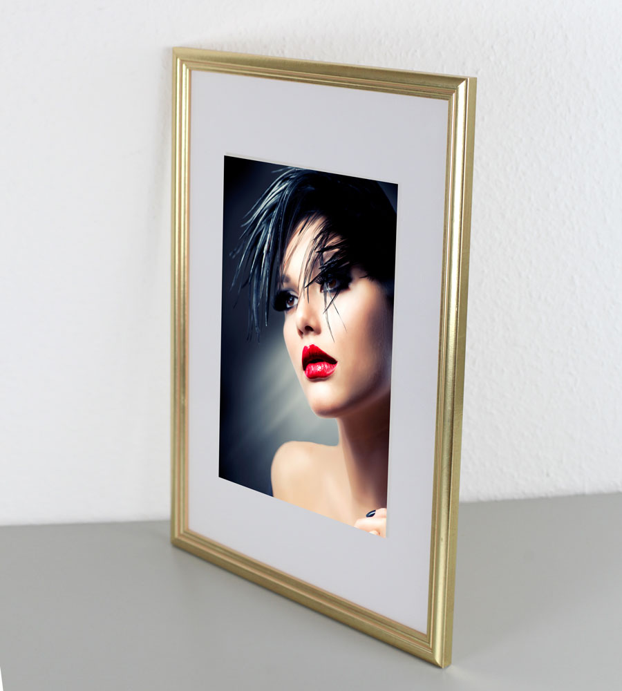 Artos Holz Bilderrahmen Acrylglas Plexi Lifestyle Foto Rahmen Collage Wanddeko Poster - Farbe: Gold | Format: 30x45
