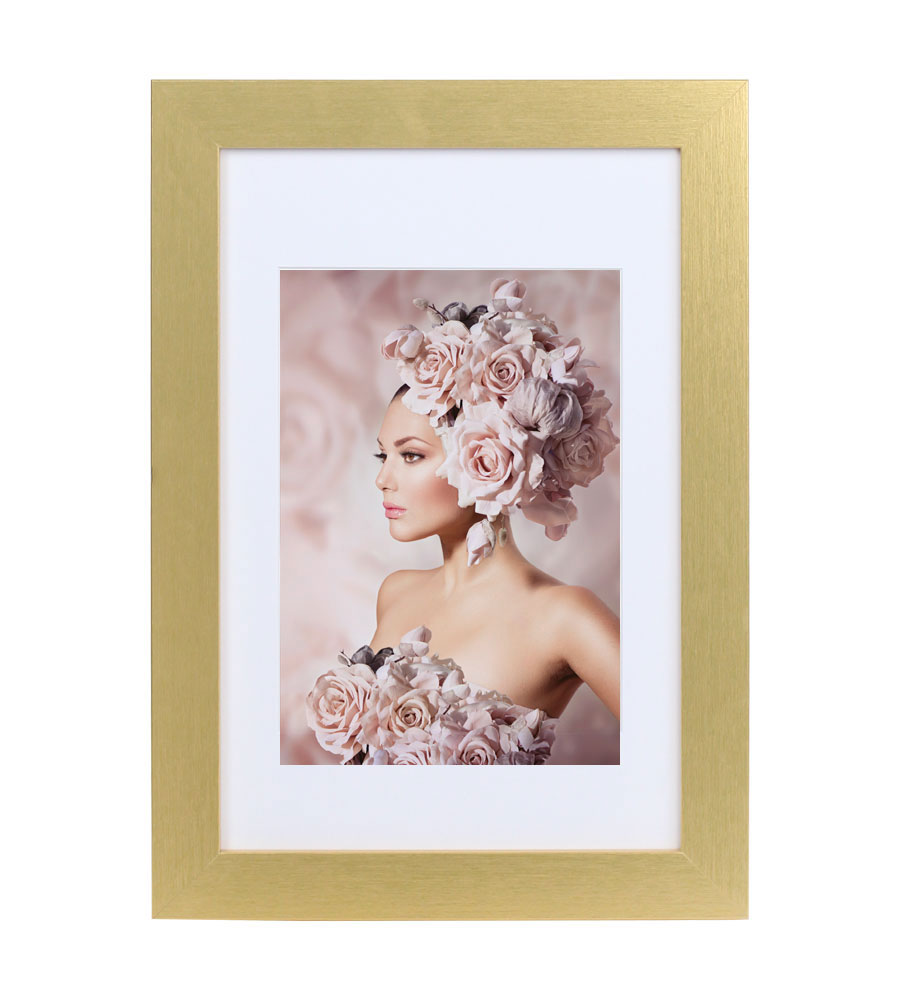 Bilderrahmen Holz Rahmen Plexi Acryl Collage Wanddeko Poster quadratisch S215 - Farbe: Gold | Format: 21x29,7 A4