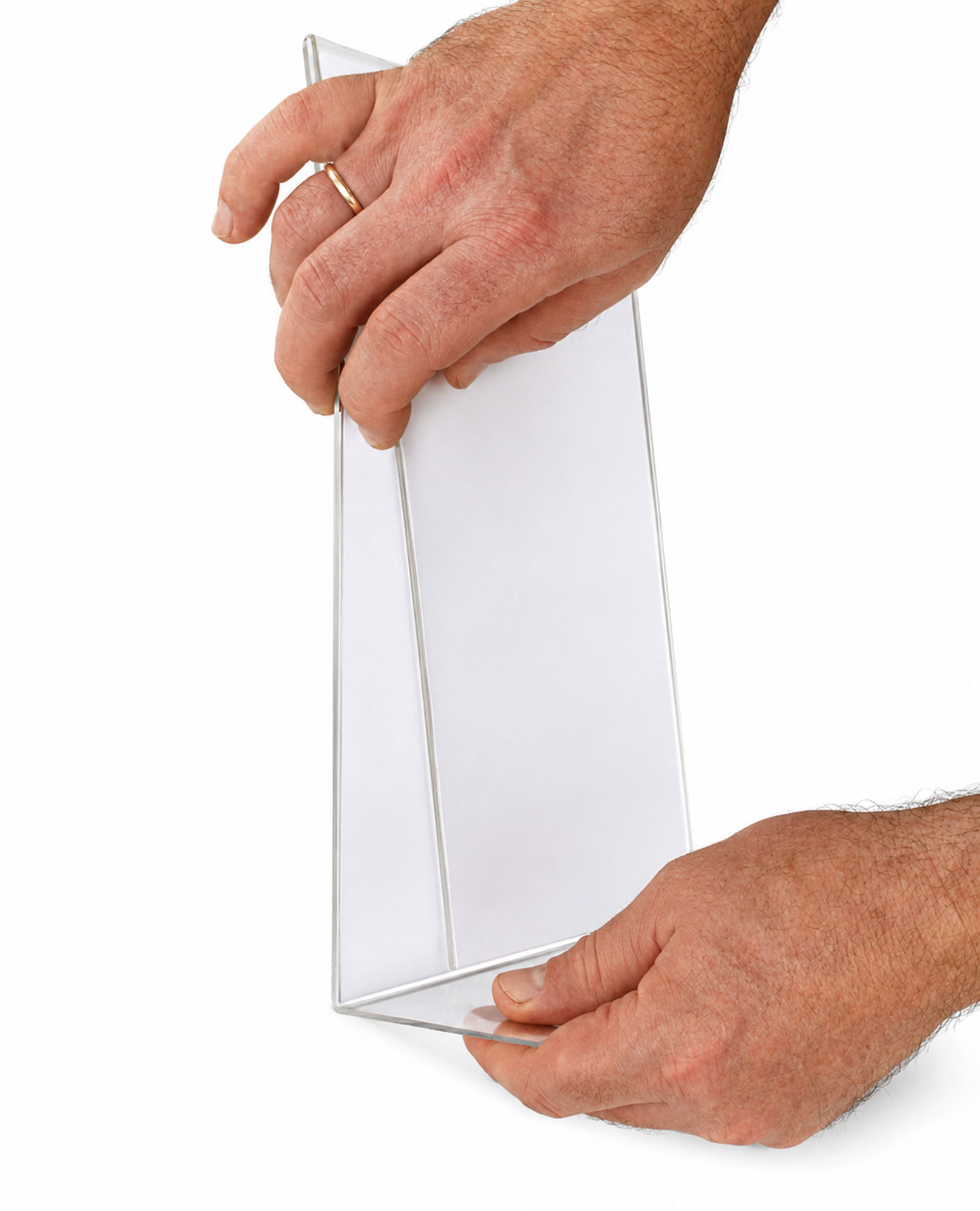 Acryl-Tischaufsteller L-Form transparent, rahmenloser Bilderrahmen, Flyer- und Menükartenhalter für Büro & Gastronomie - Format: 20x15 | Pack: 1