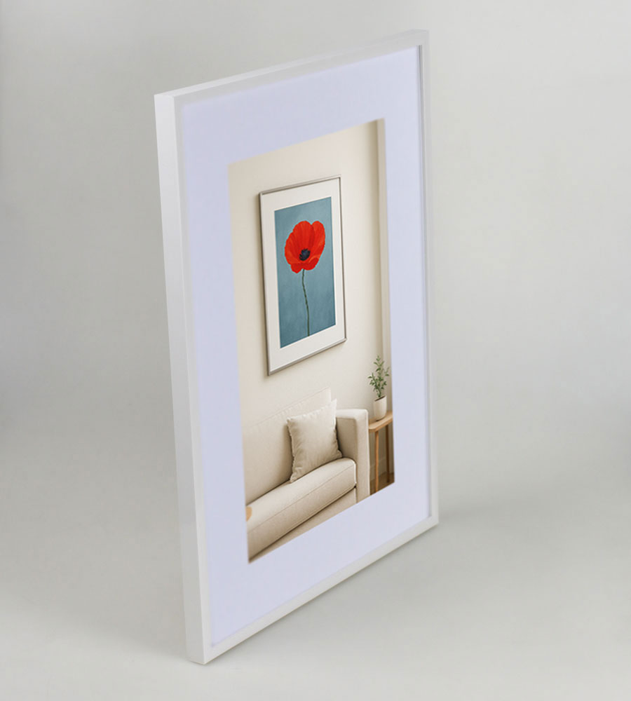 New Lifestyle Kunststoff Bilderrahmen mit Passepartout & Klarglas Collage Wanddeko Poster - Farbe: Weiß | Format: 30x40