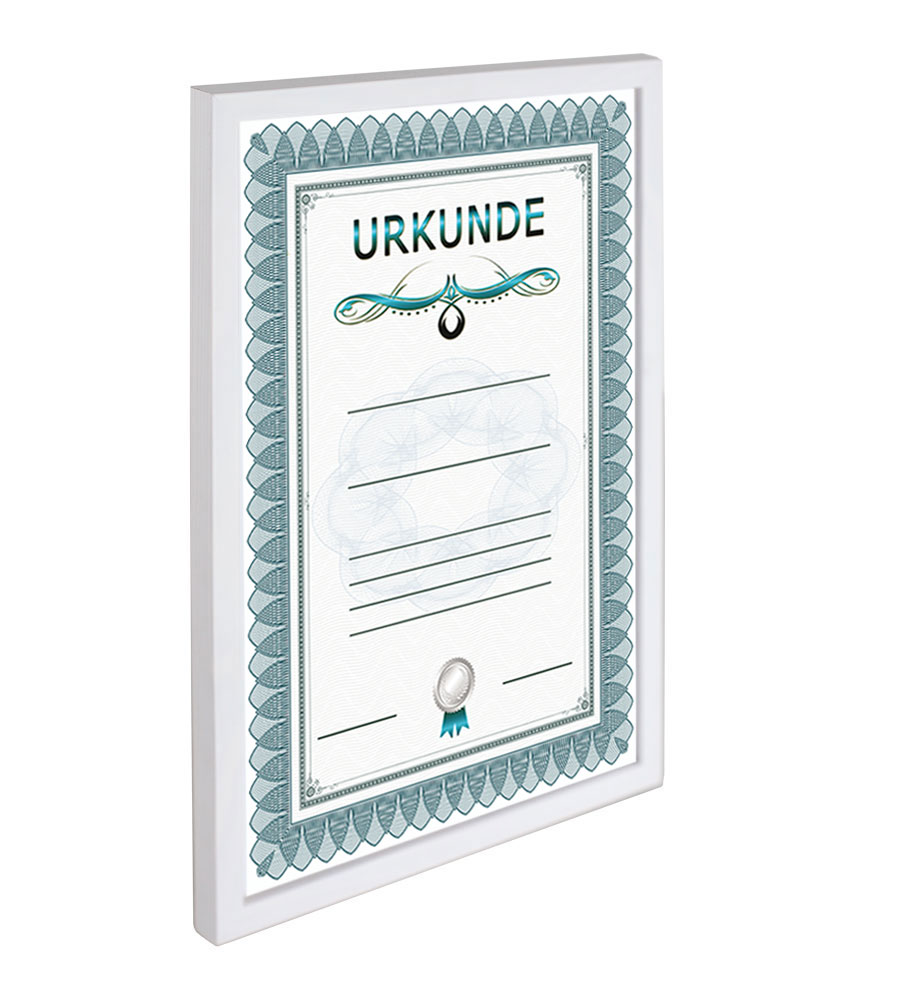Holz Dokument Bilderrahmen Urkunde Diplom Foto Rahmen Plexi S111 Poster - Farbe: Weiß | Format: 29,7x42 A3