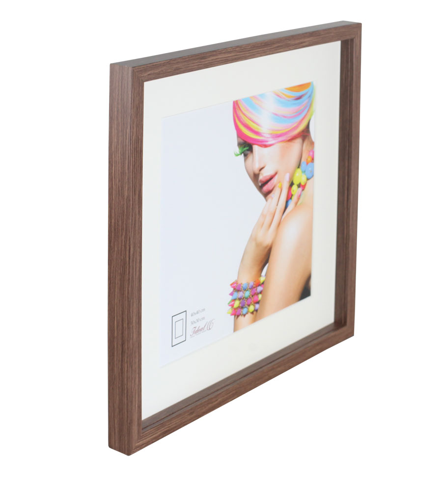 3D Objektrahmen Bilderrahmen mit Passepartout & gehärtetem Glas Holz MDF Rahmen Foto Poster - Farbe: Gold-Antik | Format: 40x40
