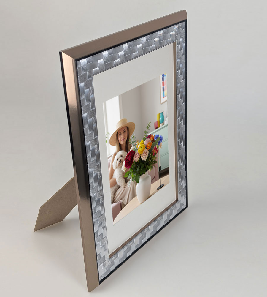Barockrahmen Bilderrahmen Modern Glamour Flechtstruktur antiker Bilderrahmen PS-5 - Farbe: Silber | Format: 15x20