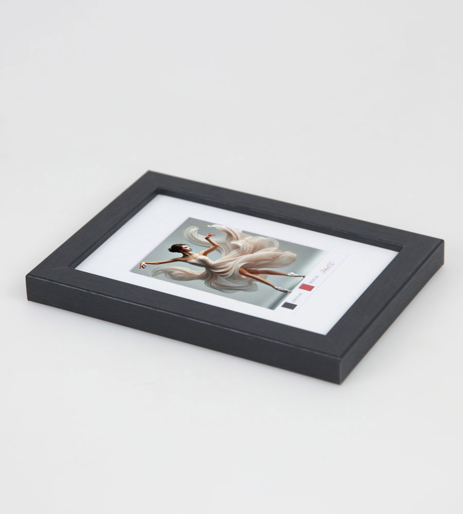 Holzbilderrahmen mit Passepartout Elegantes Design Foto Rahmen Collage Wanddeko HR-5 Poster - Farbe: Schwarz | Format: 10x15