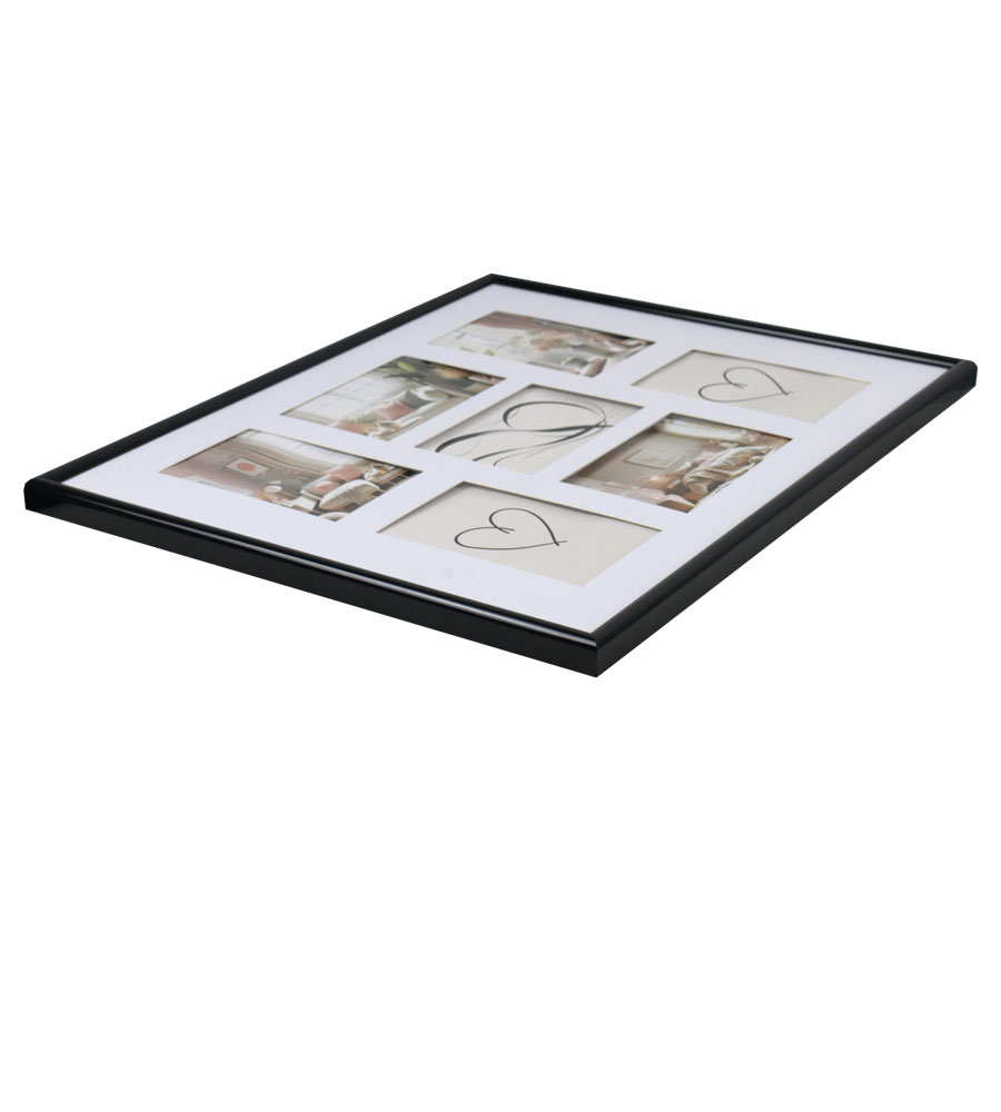 Galerie Bilderrahmen Kunststoff mit Passepartout & Klarglas Collagerahmen New Life Style - Farbe: Schwarz | Format: 7x 10x15