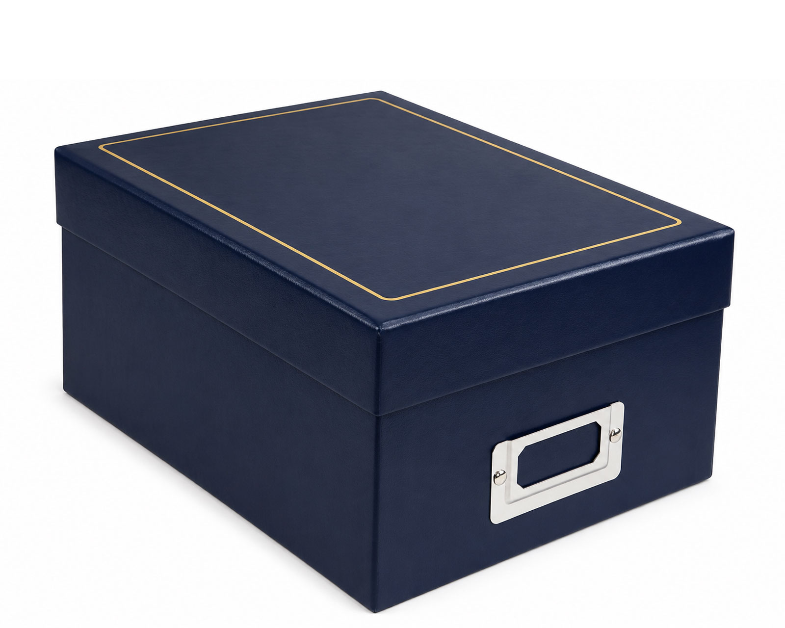 Tradition Photo Box für 700 Fotos 10x15 cm – elegante Fotobox mit Trennkarten, Vinyleinband, Gold- oder Silberprägung, Erinnerungsbox zur Fotoaufbewahrung - Farbe: Blau