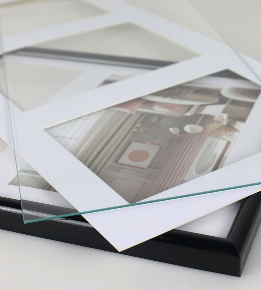 Galerie Bilderrahmen Kunststoff mit Passepartout & Klarglas Collagerahmen New Life Style - Farbe: Schwarz | Format: 7x 10x15