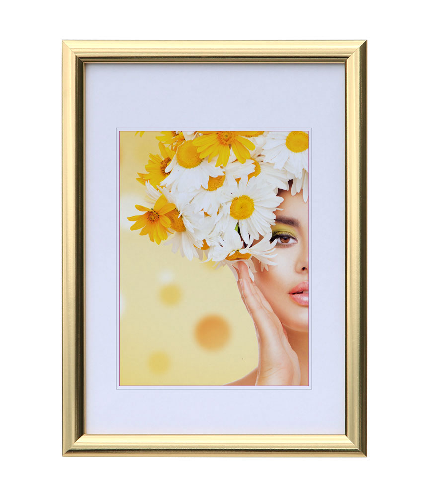 Kunststoffrahmen mit Klarglas Bilderrahmen PS-1 Frame Foto Collage Portraitrahmen Glasscheibe - Farbe: Gold | Format: 29,7x42 A3