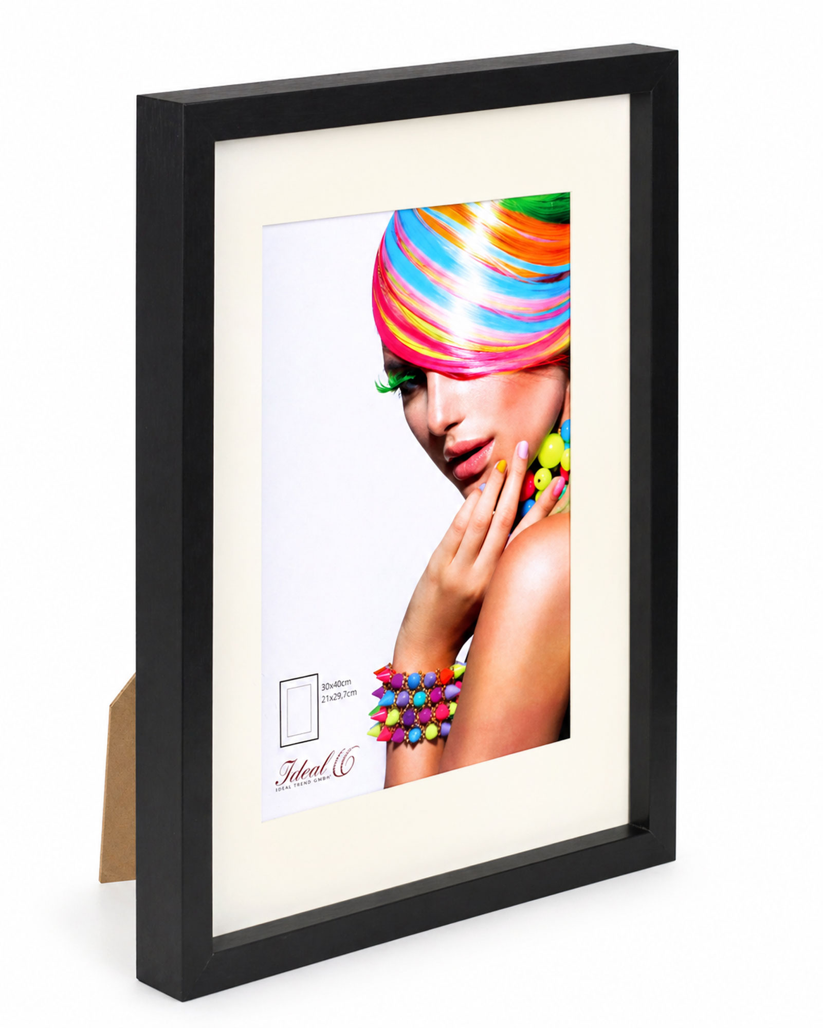 3D Objektrahmen Bilderrahmen mit Passepartout & gehärtetem Glas Holz MDF Rahmen Foto Poster - Farbe: Schwarz | Format: 30x40