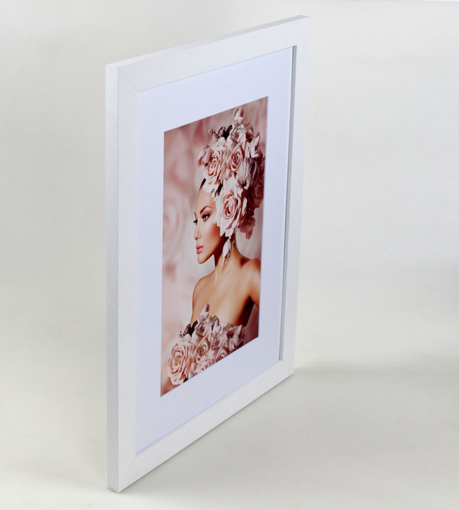 Bilderrahmen Holz Rahmen Plexi Acryl Collage Wanddeko Poster quadratisch S215 - Farbe: Weiß | Format: 29,7x42 A3