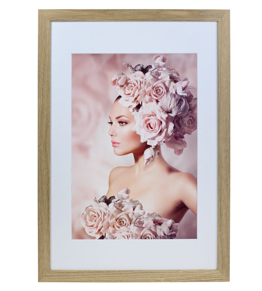 Bilderrahmen Holz Rahmen Plexi Acryl Collage Wanddeko Poster quadratisch S215 - Farbe: Natur | Format: 40x60