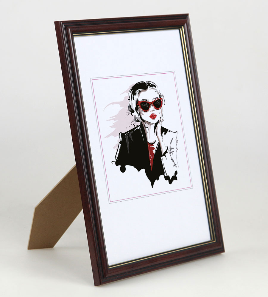 Bilderrahmen Mahagoni Klarglas Glasrahmen photo frame Fotorahmen Wanddeko Collage PS-2 - Format: 20x20