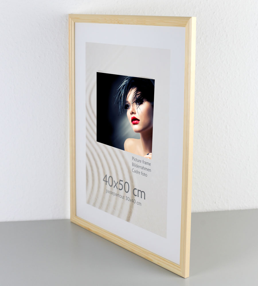 Artos Holz Bilderrahmen Acrylglas Plexi Lifestyle Foto Rahmen Collage Wanddeko Poster - Farbe: Natur | Format: 40x50