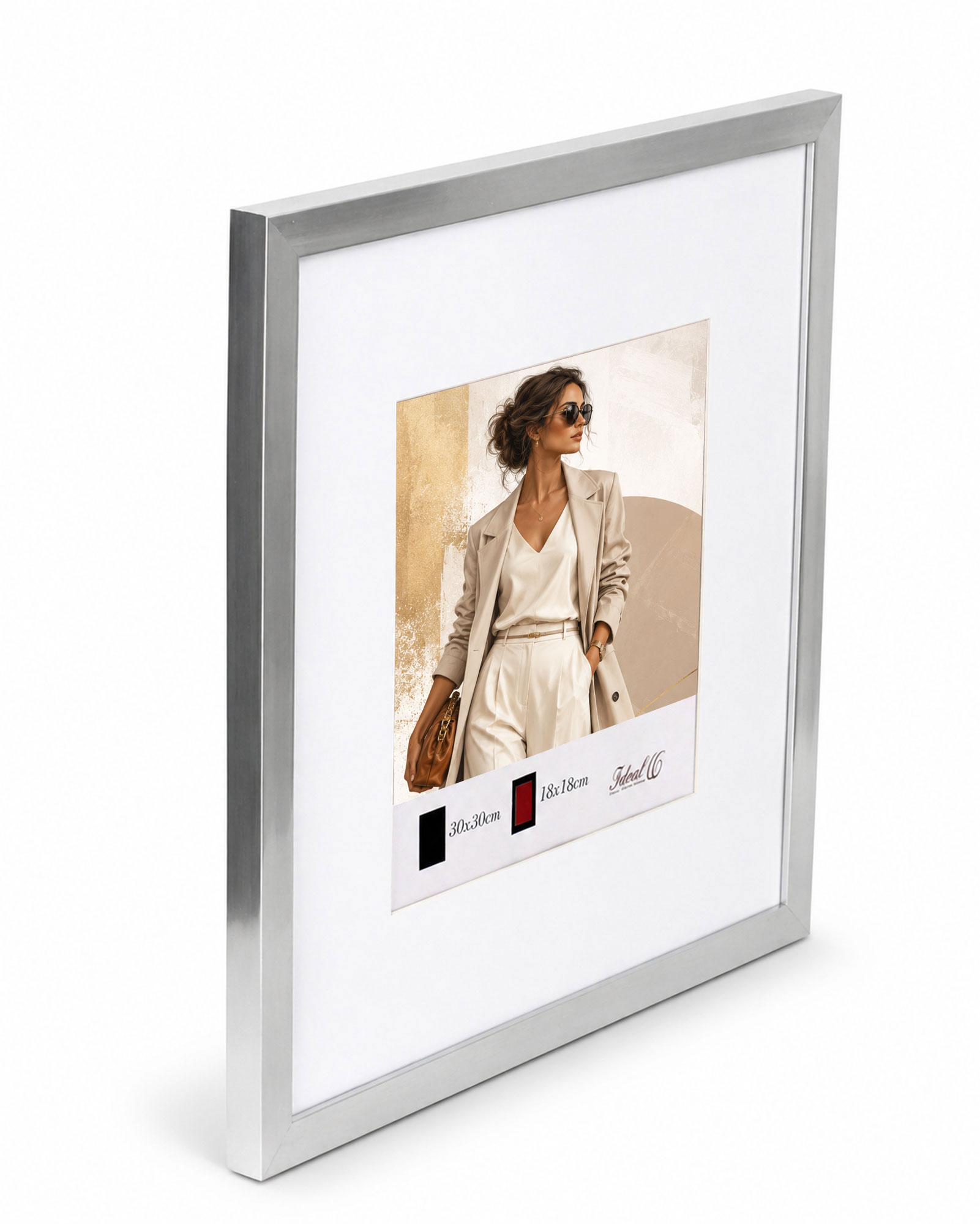 Kunststoff Bilderrahmen Modern Style mit gehärtetem Glas & Passepartout Blockprofil Collage Foto Rahmen Wanddeko für Fotowand - Farbe: Silber | Format: 30x30 | Pack: 3