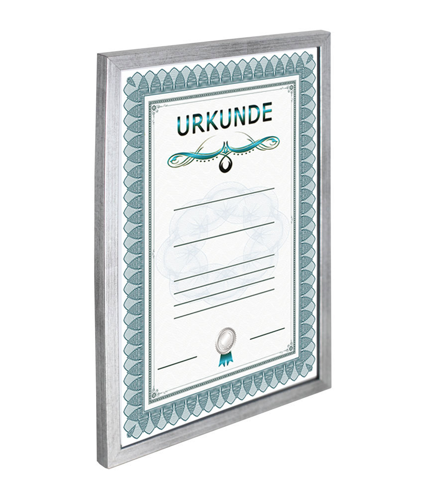 Holz Dokument Bilderrahmen Urkunde Diplom Foto Rahmen Plexi S111 Poster - Farbe: Silber | Format: 21x29,7 A4