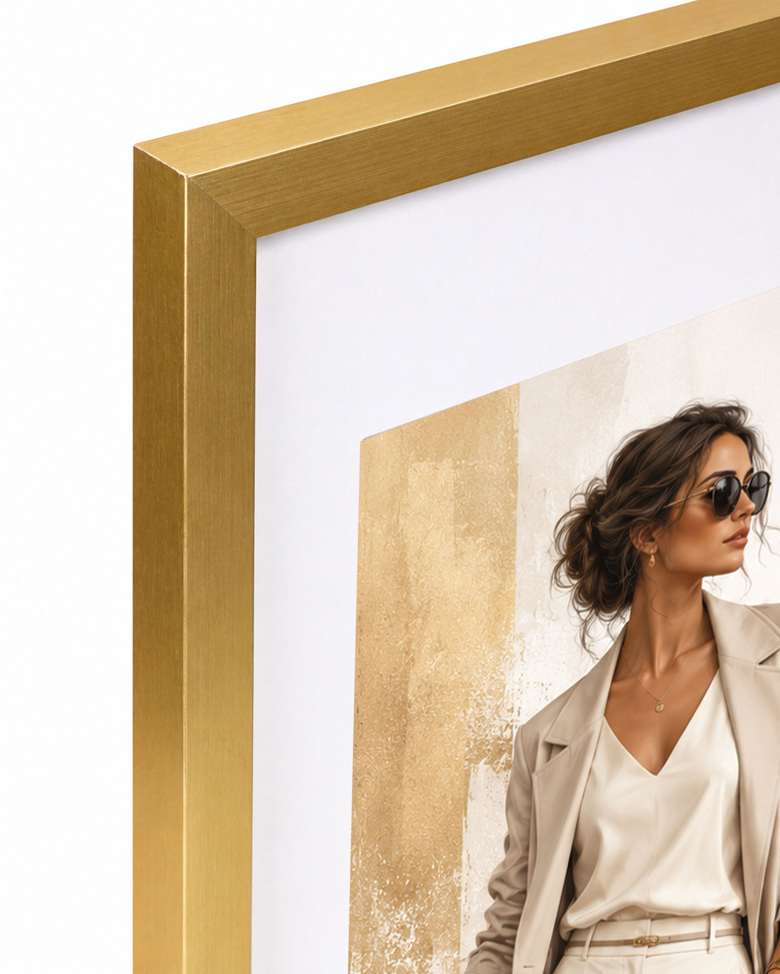 Kunststoff Bilderrahmen Modern Style mit gehärtetem Glas & Passepartout Blockprofil Collage Foto Rahmen Wanddeko für Fotowand - Farbe: Gold | Format: 30x30 | Pack: 3