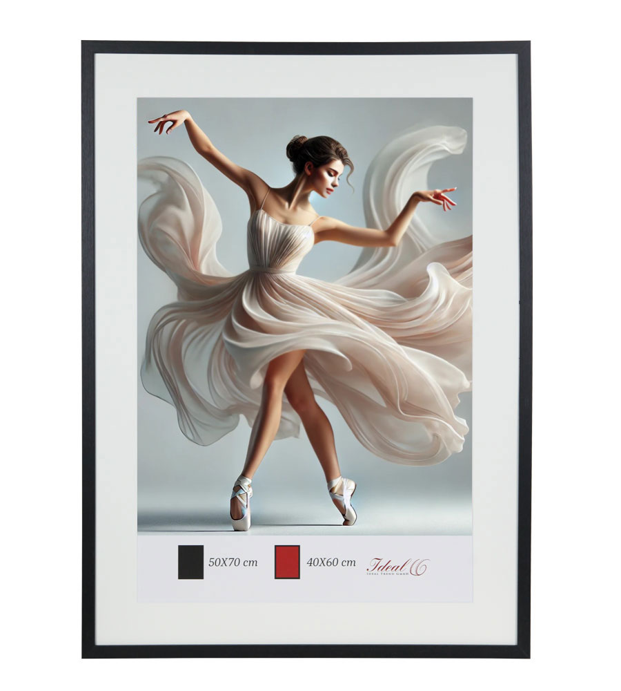 Holzbilderrahmen mit Passepartout Elegantes Design Foto Rahmen Collage Wanddeko HR-5 Poster - Farbe: Schwarz | Format: 50x70