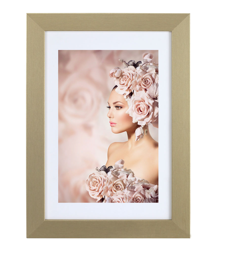 Bilderrahmen Holz Rahmen Plexi Acryl Collage Wanddeko Poster quadratisch S215 - Farbe: Gold | Format: 50x50
