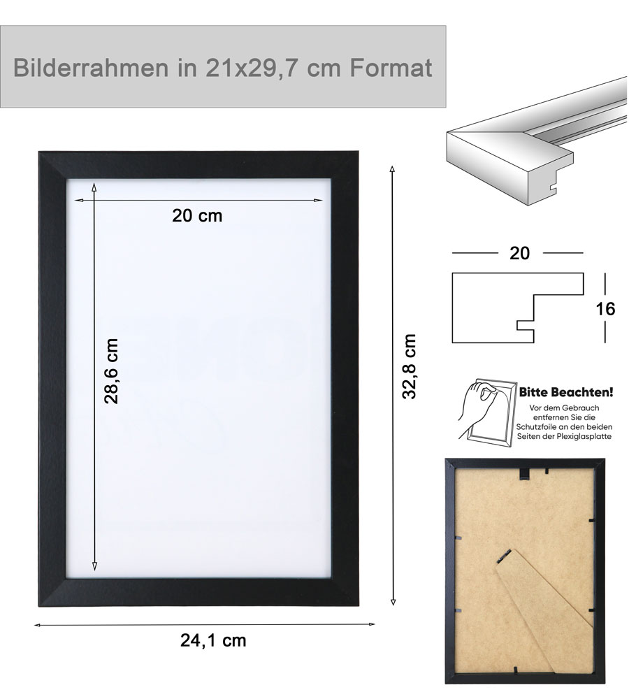 Bilderrahmen Hekla Holzrahmen Posterrahmen Picture Frame Collage Poster Foto Rahmen - Farbe: Bronze | Format: 21x29,7 A4