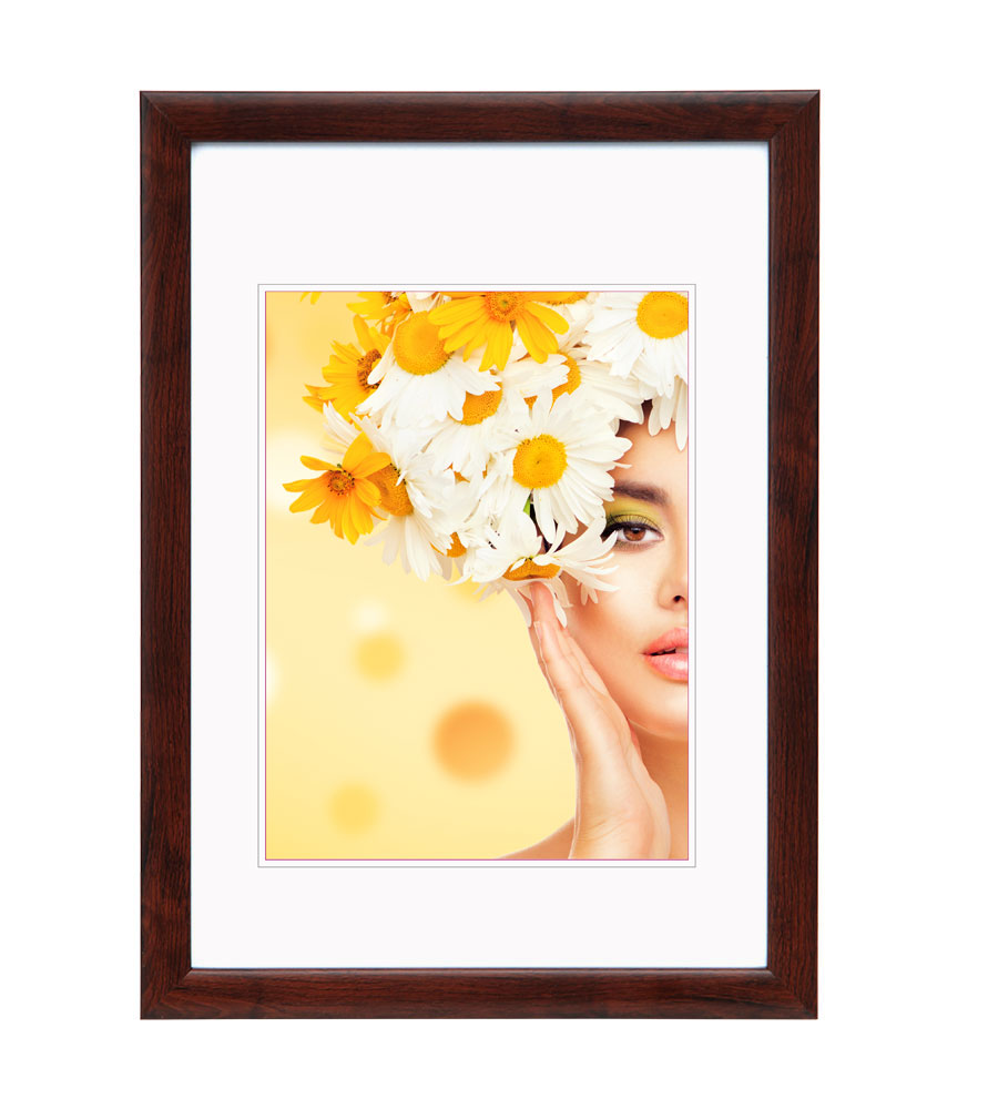 Kunststoffrahmen mit Klarglas Bilderrahmen PS-1 Frame Foto Collage Portraitrahmen Glasscheibe - Farbe: Mahagoni | Format: 40x50