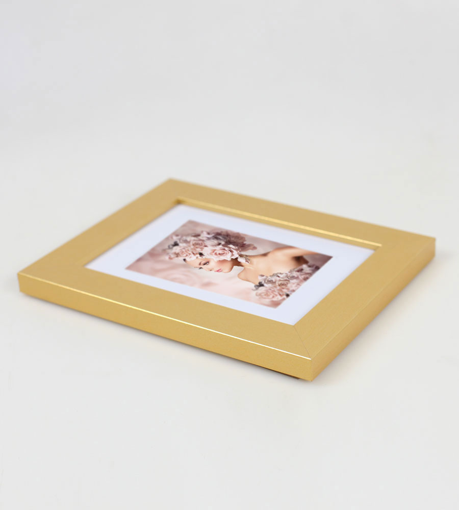 Bilderrahmen Holz Rahmen Plexi Acryl Collage Wanddeko Poster quadratisch S215 - Farbe: Gold | Format: 13x18